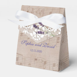 Romantic Music Sheet Lavender Weddenschap Aangepas Bedankdoosjes