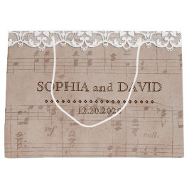Romantic  muziekblad & Lace Wedding Groot Cadeauzakje