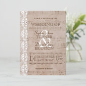 Romantic  muziekblad & Lace Wedding Invite Kaart (Staand voorkant)