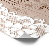 Romantic muziekblad & Lace Wedding Seating Chart Poster (Hoek)