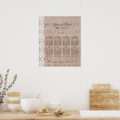 Romantic muziekblad & Lace Wedding Seating Chart Poster (Keuken)