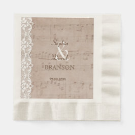 Romantic  muziekblad & Lace Wedding Servetten