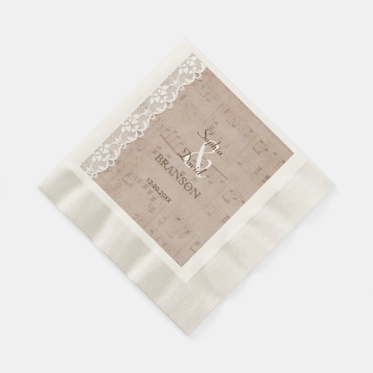Romantic  muziekblad & Lace Wedding Servetten (Hoek)