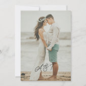 Romantic names script overlay photo wedding kaart (Achterkant)