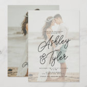 Romantic names script overlay photo wedding kaart (Voorkant / Achterkant)