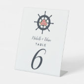 Romantic Nautical Weddenschap Reception Table Numb Reclamebord Met Voetstuk (Voorkant)