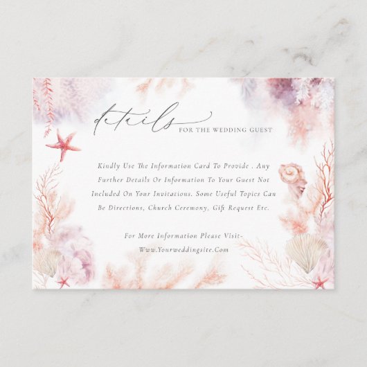 Romantic Nautical Wedding Enclosure Kaart (Voorkant)