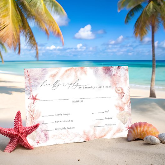 Romantic Nautical Wedding Meal Choice RSVP-kaart RSVP Kaartje
