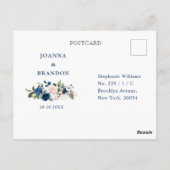 Romantic Navy Blue Blush Botanical Geometric RSVP Briefkaart (Achterkant)