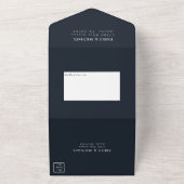 Romantic Navy Blue Blush Pink Floral All In One Uitnodiging (Buitenkant)