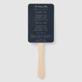 Romantic Navy Blue Blush Pink Floral Programme Handwaaier (Achterkant)