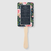 Romantic Navy Blue Blush Pink Floral Programme Handwaaier (Voorkant)