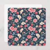 Romantic Navy Blue Floral Garden Pattern Feestdagenkaart (Voorkant / Achterkant)