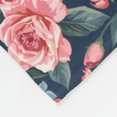 Romantic Navy Blue Floral Garden Pattern Fleece Deken (Hoek)