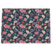 Romantic Navy Blue Floral Garden Pattern Groot Cadeauzakje (Voorkant)