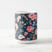 Romantic Navy Blue Floral Garden Pattern Koffiemok (Center)