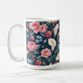 Romantic Navy Blue Floral Garden Pattern Koffiemok (Links)
