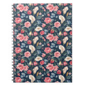 Romantic Navy Blue Floral Garden Pattern Notitieboek (Voorkant)