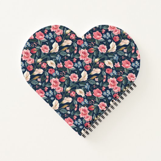 Romantic Navy Blue Floral Garden Pattern Notitieboek (Achterkant)