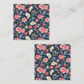 Romantic Navy Blue Floral Garden Pattern Notitiekaartje (Voorkant / Achterkant)