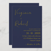 Romantic Navy Blue | Minimale weddenschap met het  Kaart (Voorkant / Achterkant)