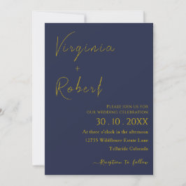 Romantic Navy Blue | Minimale weddenschap met het Kaart