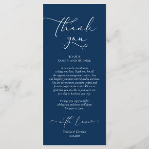 Romantic Navy Blue, Place Setting - Setting Dank u Programmakaart