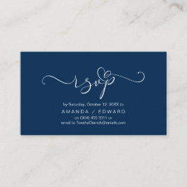 Romantic, Navy Blue, Uitnodiging RSVP, antwoord Informatiekaartje