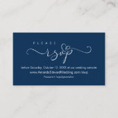 Romantic, Navy Blue, Wedding Online RSVP, herinner Informatiekaartje (Voorkant)