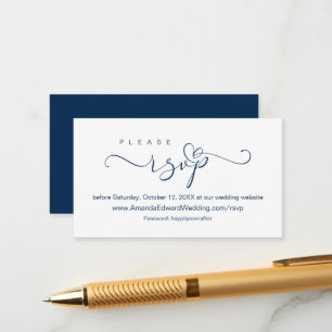 Romantic, Navy Blue, Wedding Online RSVP, herinner Informatiekaartje