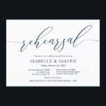 Romantic Navy Blue, Wedding Rehearsal and Dinner Kaart<br><div class="desc">Modern Romantic Manuscript van de Romance, de Rehearsal van de Weddenschap van het Binnenkomen kaart. Een huwelijksrepetitie met de toekomstige Bride en de toekomstige Groom, voor hun grote dag? Nodig de gasten uit met deze Wedding Rehearsal Dinner Invitation Card. Voeg uw repetitieve diner details toe in het overeenkomende lettertype/lettertype. Navy...</div>