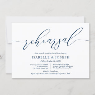 Romantic Navy Blue, Wedding Rehearsal and Dinner Kaart