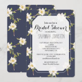 Romantic Navy Blue White Floral Bridal shower Kaart (Voorkant / Achterkant)