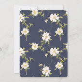 Romantic Navy Blue White Floral Bridal shower Kaart (Achterkant)