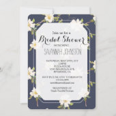 Romantic Navy Blue White Floral Bridal shower Kaart (Voorkant)