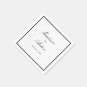 Romantic Navy Border White Wedding Napkins Servet (Hoek)