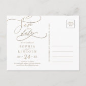 Romantic Navy Calligrafie Save the Date Briefkaart (Achterkant)