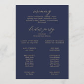 Romantic Navy Calligraphy Flat Wedding Programme Programmakaart (Achterkant)