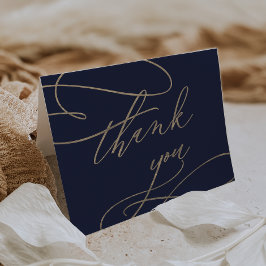 Romantic Navy Calligraphy Wedding Bedankt
