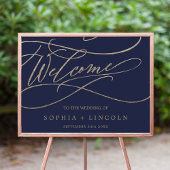 Romantic Navy Calligraphy Welcome Wedding Poster