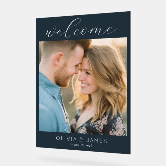 Romantic Navy Classic Photo Acryl Bord (Hoek)