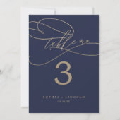Romantic Navy Gold Calligraphy 5x7" Tabelnummer (Achterkant)