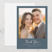 Romantic Navy Photo Bedankkaart (Voorkant / Achterkant)