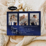 Romantic Navy Photo Collage Wedding Invitation Kaart<br><div class="desc">Minimale moderne huwelijksuitnodiging met een fotocollage stijl. De trouwuitnodigingen worden geleverd met een aanpasbare fotocollage-stijl van het stel en de details van de bruiloft</div>