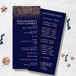 Romantic Navy Roos Gold Stardust Programmakaart