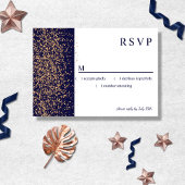 Romantic Navy Roos Gold Stardust RSVP Kaartje