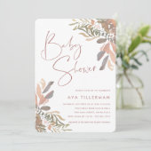 Romantic Neutral Boho Floral Baby shower Kaart (Staand voorkant)