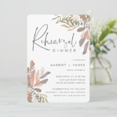 Romantic Neutral Boho Floral Rehearsal Dinner Kaart (Staand voorkant)