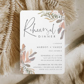Romantic Neutral Boho Floral Rehearsal Dinner Kaart