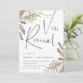 Romantic Neutral Boho Floral Vow Renewal Kaart (Staand voorkant)